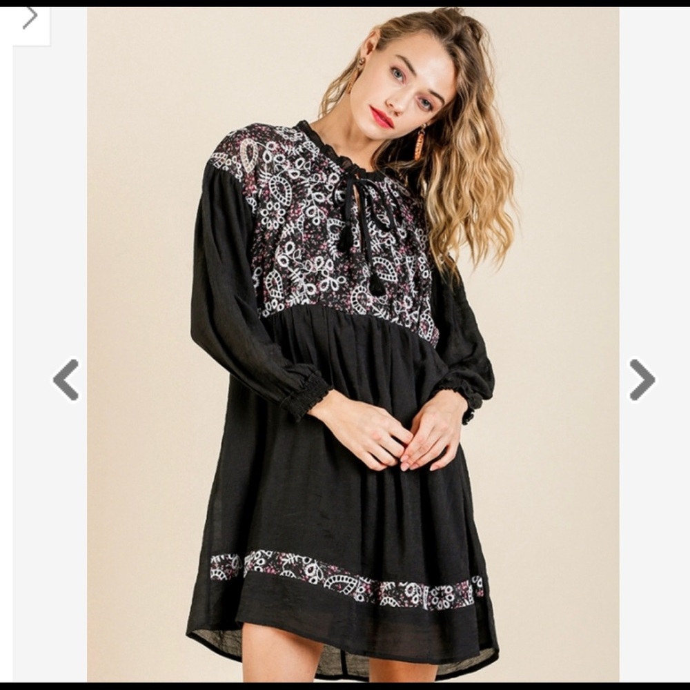 💥SALE💥Umgee - Puff Sleeve Black Dress